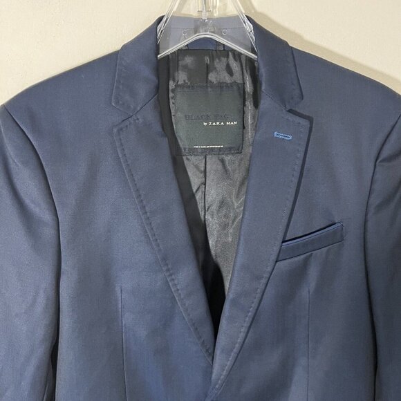 ZARA MAN Mens Blazer Jacket Navy Blue Sport Coat Casual Suit Jacket Size 38 - Picture 2 of 7